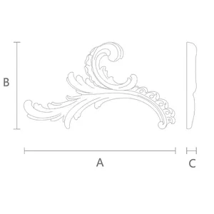  Scroll Onlay with Flowing Acanthus solid wood