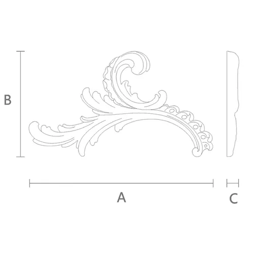  Scroll Onlay with Flowing Acanthus solid wood