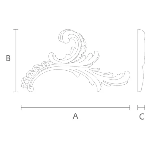 Cresting Wave Acanthus Wood Scroll Applique