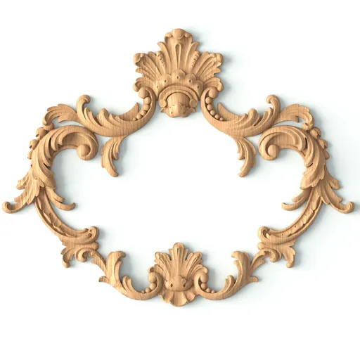 N-463.1 vertical artistic leaf wood applique victorian style