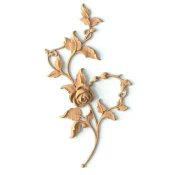 Handcrafted hardwood rose applique, Right Handcrafted hardwood rose applique, Right