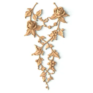 Handcrafted intertwined floral branches onlay This elegant carved onlay is made in the gorgeous Baroque style. It has the form of two thin intertw..