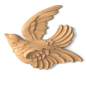 Carved Bird Applique from Solid Wood, Right
