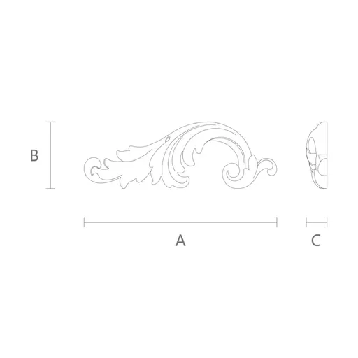 Decorative scrolled acanthus applique