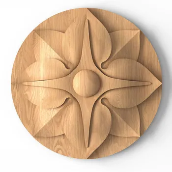 Small wood rosettes with flower Small wood rosettes with flower