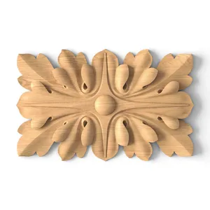 Rectangular carved rosette with acanthus leaves