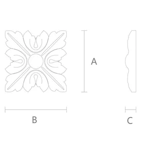 small square ornamental leaf wood rosette victorian style