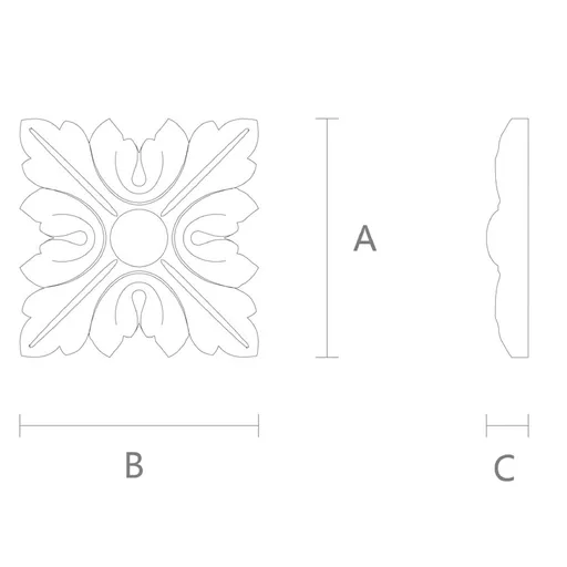 small square ornamental leaf wood rosette victorian style
