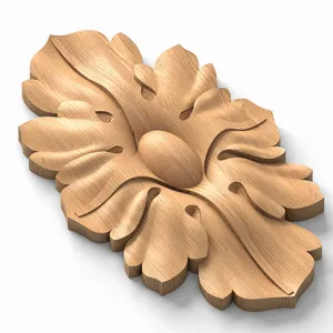 Small Oval Wood Rosette with Broad Leaves