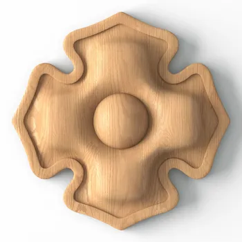 Small Wooden Rosette with Pointed Quatrefoil Profile Small Wooden Rosette with Pointed Quatrefoil Profile