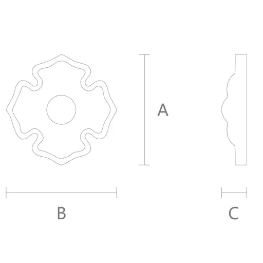 R-039 Small oak Rosette with Pointed Quatrefoil Profile