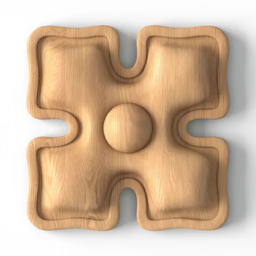 R-040 Small Geometric Quatrefoil Wood Rosette