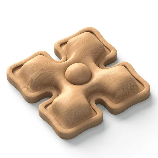 R-040 Geometric Quatrefoil Wood Rosette - 2" Pillowed Design