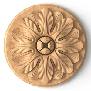 Circular Wood Rosette | 8-Leaf Floral Medallion&nbsp;