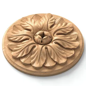 Round oak Rosette with Eight-Leaf Floral Motif