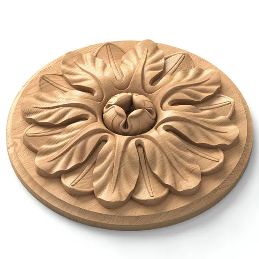 Round oak Rosette with Eight-Leaf Floral Motif