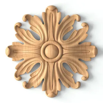 Carved Wood Medallion with Acanthus Flower
