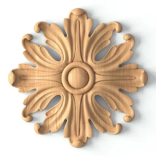 R-046 small round architectural acanthus oak rosette baroque style