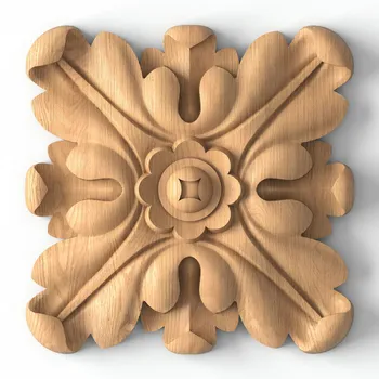 Square medallion for cabinets with acanthus flower Square medallion for cabinets with acanthus flower