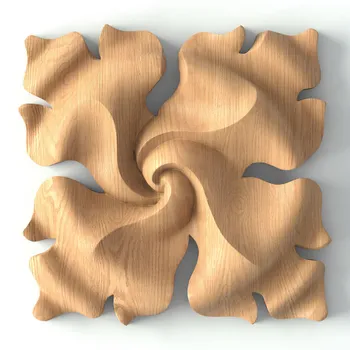 Square wood rosette with floral twist Square wood rosette with floral twist