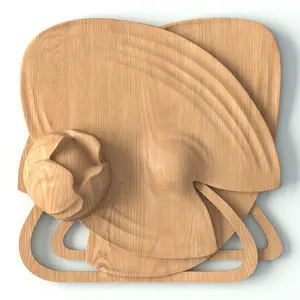 Exquisitely crafted in the Art Nouveau style, this wooden rosette showcases two gracefully stylized ..