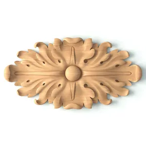 Wood rosettes oval with acanthus leaf