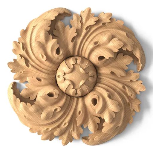 R-077 medium round decorative flower wood rosette appliques baroque style