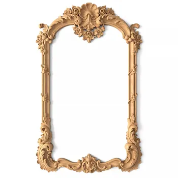Unfinished wooden large frame mirror, Carved antique frame