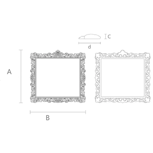 Wood ornate frame with acanthus leaves and scrolls
