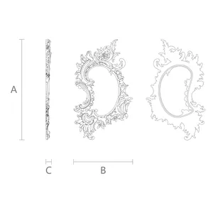 Hardwood curved frame mirror with flowers