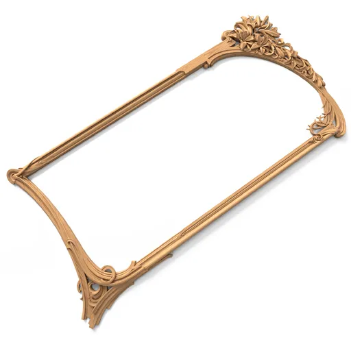 Solid wood frame mirror with lilies 