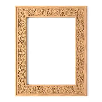Wall frame mirror with flowers, Relief solid wood frame