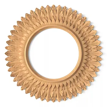 Round frame mirror, Wooden Sun frame mirror