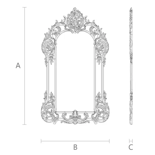 Carved large fancy frame mirror with acanthus leaves - 1 