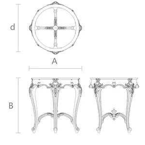 Floral carved table base with pad foot  from solid wood