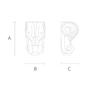 MN-008 Small furniture feet with acanthus leaf scroll from hardwood