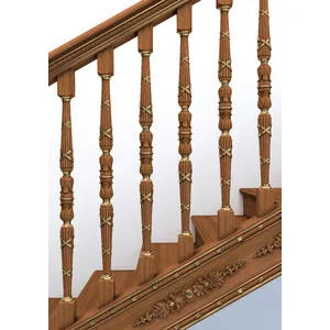 Fluted Classic style oak stair baluster with ribbons