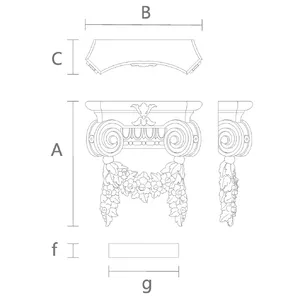 Flower garland on capital for fluted pilaster oak