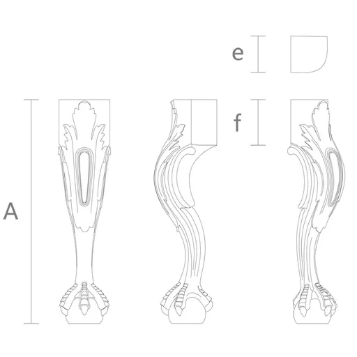 Drawing of Chippendale furniture leg