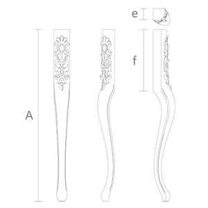 Large Cabriole ornate table legs with floral decoration from oak