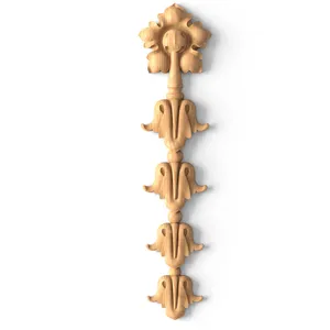 Custom solid wood decorative drop onlay with flower buds