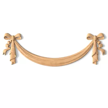 Carved oak swag applique, Ribbon bows applique