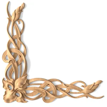 Art Nouveau Floral Wood Corner Onlay