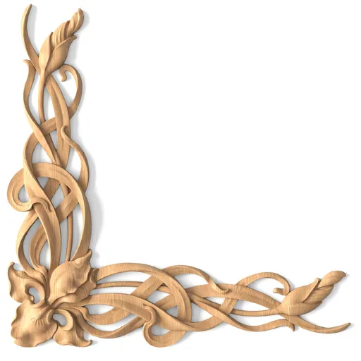 N-086 corner hand Art Nouveau Corner Onlay