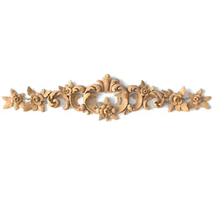 large horizontal decorative flower wood carving applique baroque style