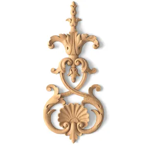 Small Wooden Pendant with Scallop Shell and Openwork Scrolls Small Rococo Shell Motif Wood Pendant Applique