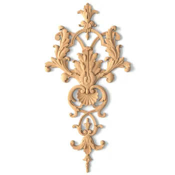 Antique Beech Interior Onlay, Carved Floral Applique