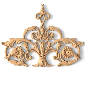 Ornate Carved Wooden Floral Bouquet Center Applique