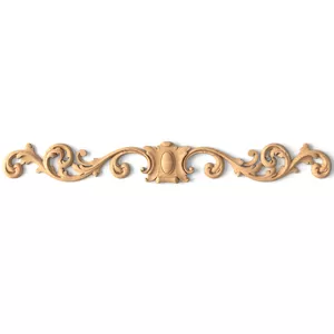 Long wooden decorative scroll applique for cabinets
