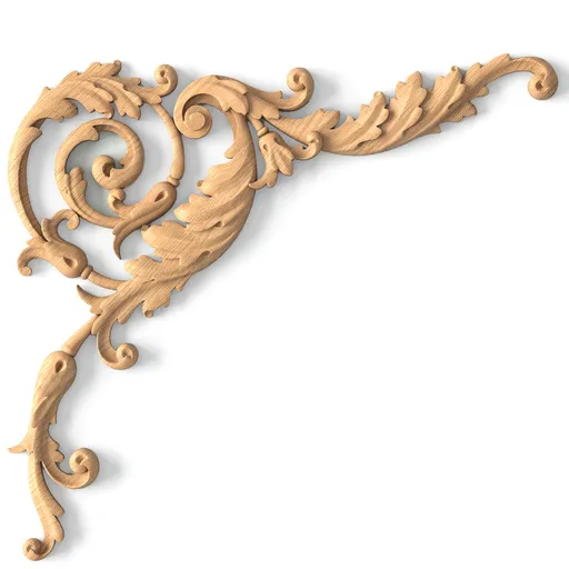 N-184L Acanthus Scroll Wood Corner Onlay classical style